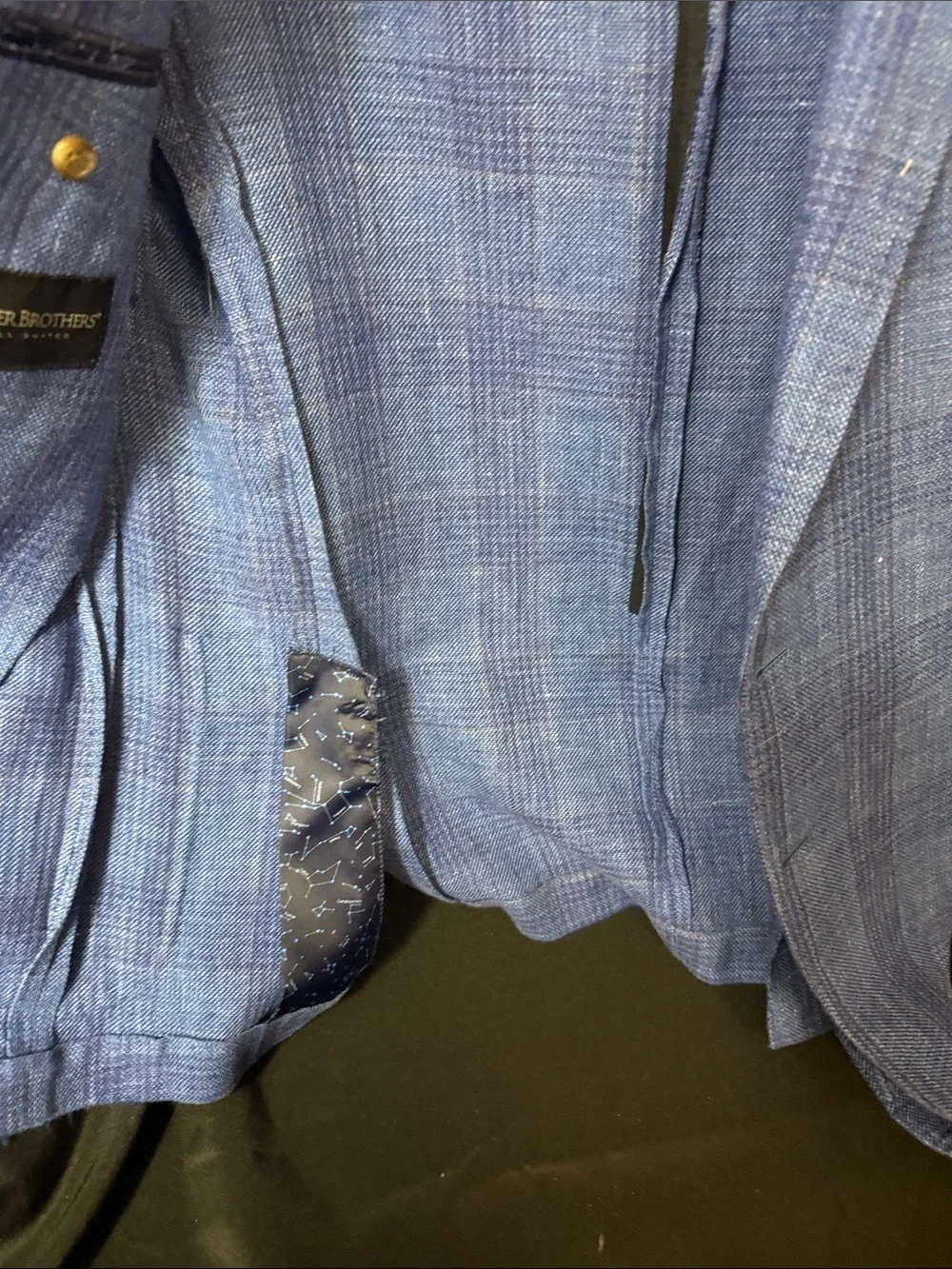 Men's Blue Plaid Sport Coat Blazer - Classic Tailored Style